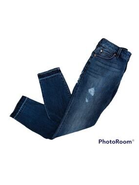 Level 99 Women's Amber Slouchy Crop Skinny Jeans Sz 26 Distressed Raw Hem Zip